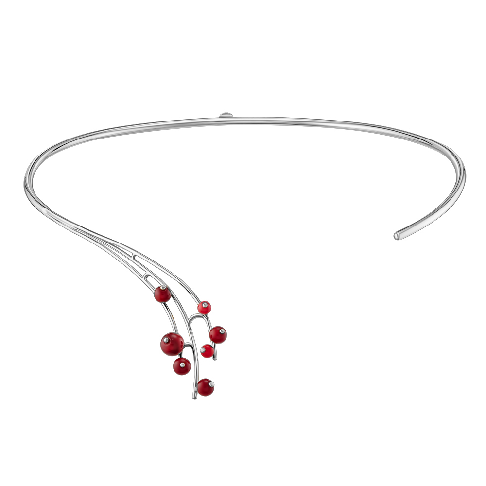 White gold necklace with coral. Vendor code: 710948410201 - SOVA Jewelry House