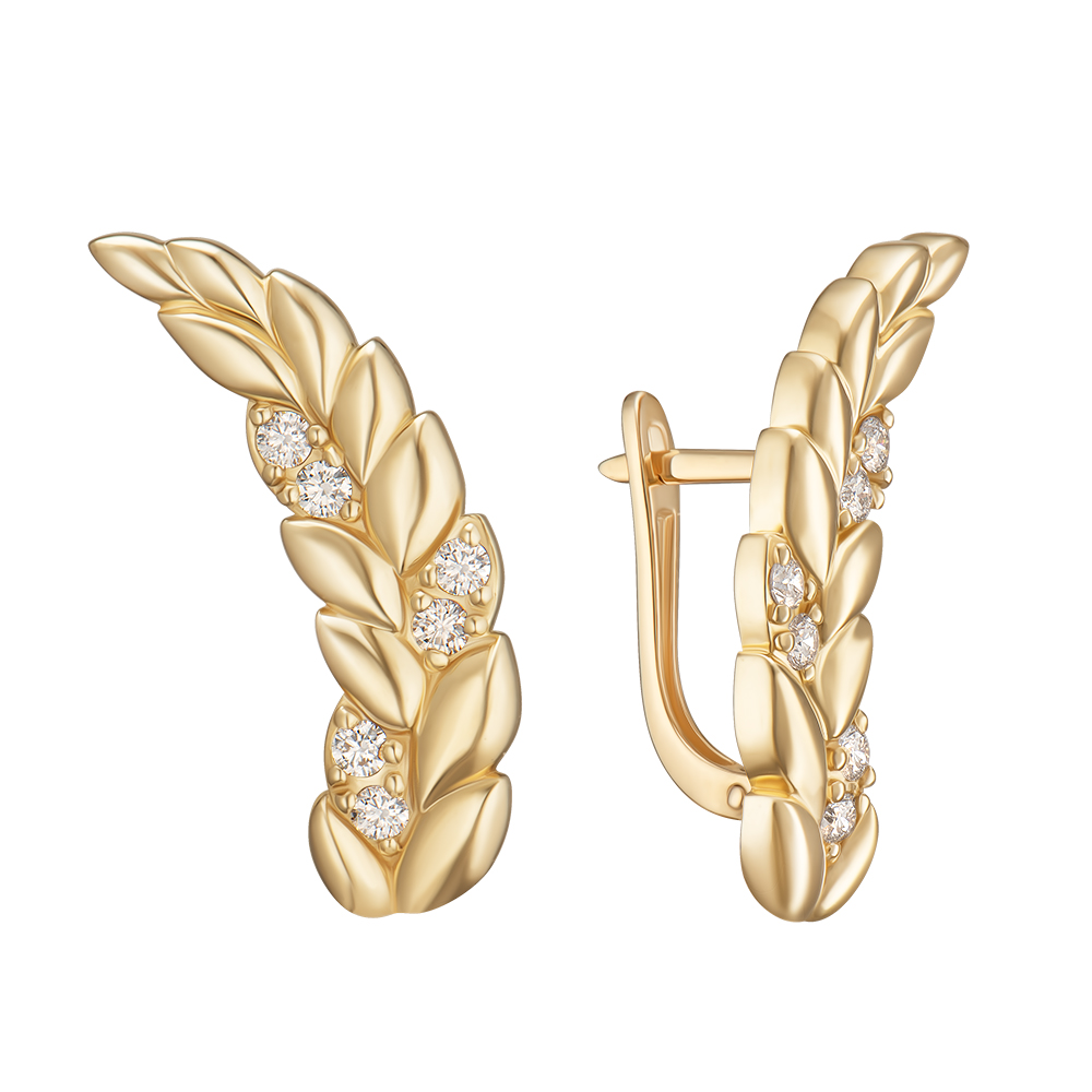 Yellow gold earrings with diamonds Culture. Vendor code Yellow gold earrings with diamonds Culture. Vendor code