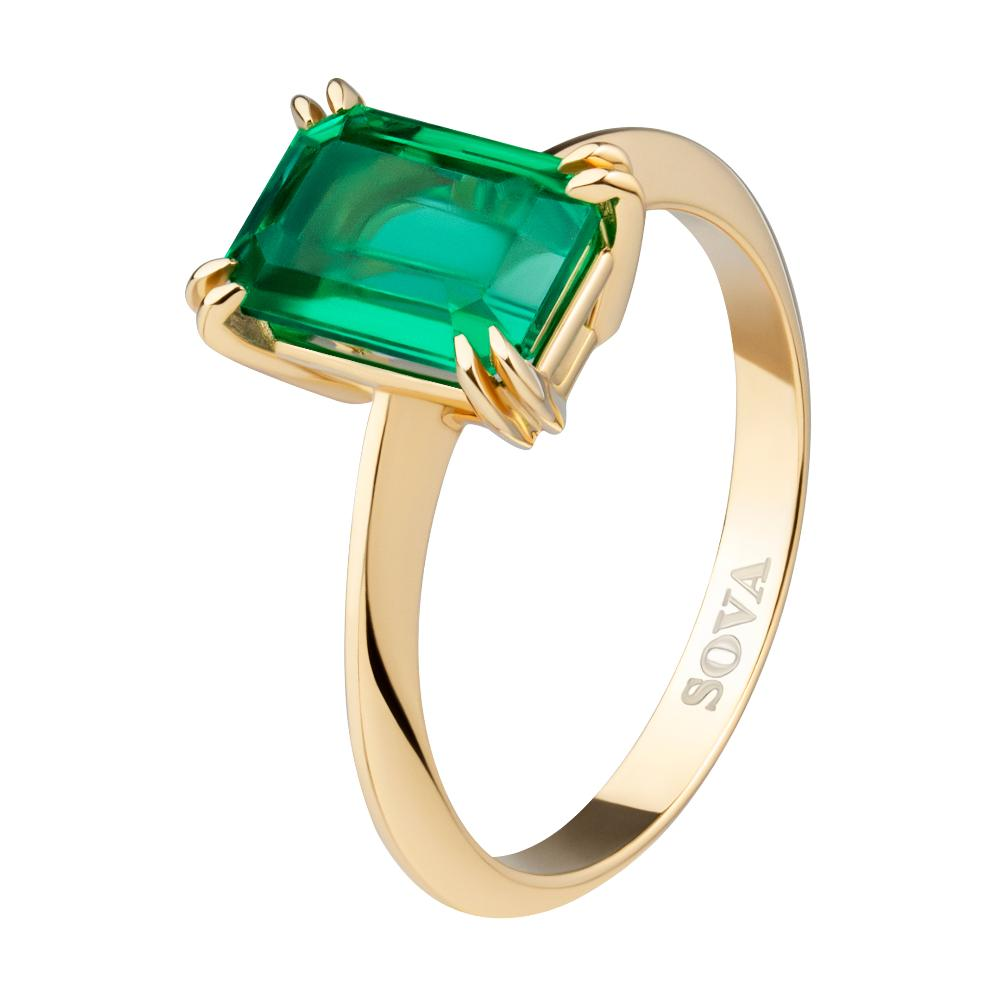 Yellow gold ring with emerald. Code: 111235420301. Buy a