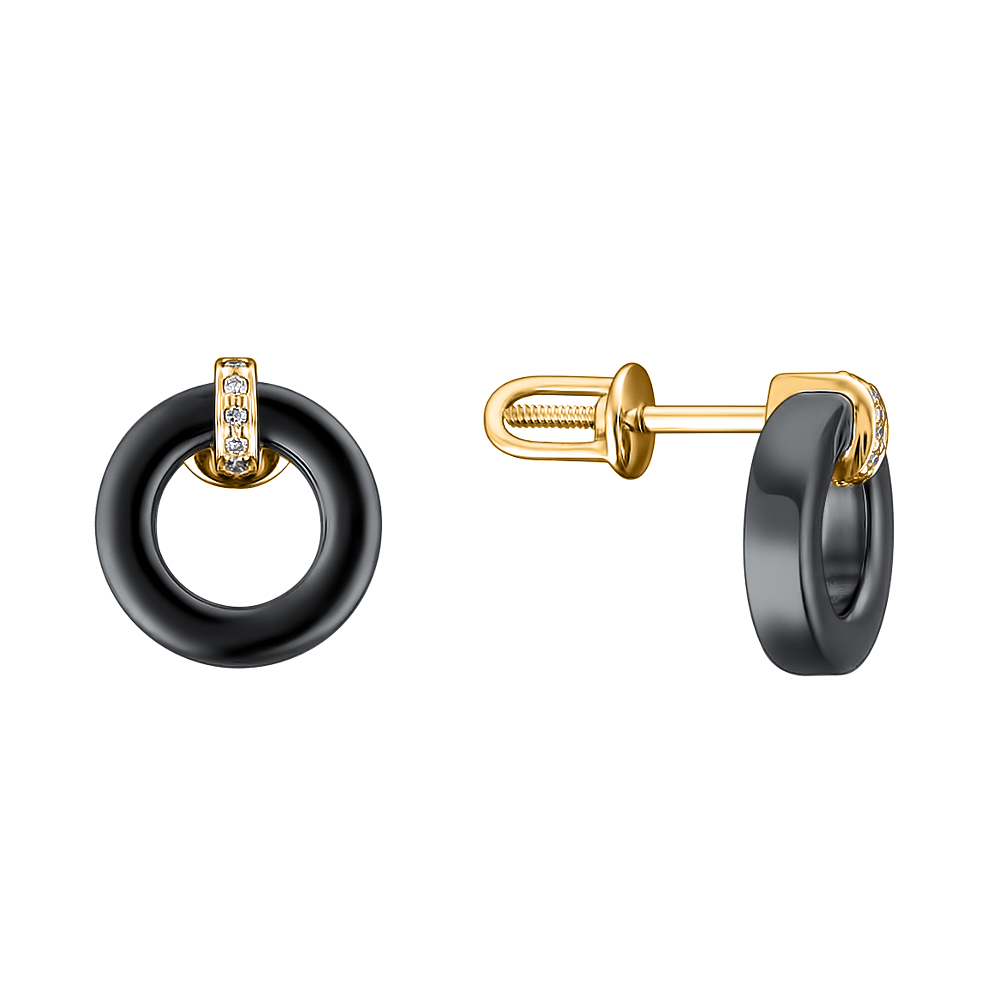 Jewelup 5袋set Сережки з жовтого золота з діамантом. Артикул: 210501220302 купити